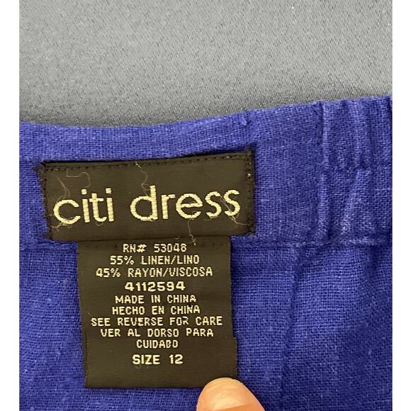 Citi Dress Linen Blend Casual Pants with Zipper in the Back Blue/ Purple Size 12 - Picture 3 of 12